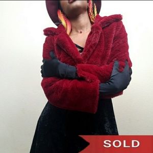 🚫SOLD🚫Burgundy Faux Fur Cropped Jacket